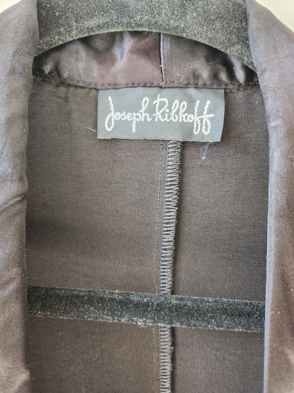 Joseph Ribkoff Black Satin & Sheer Sleeve Wrap Blazer - Picture 10 of 10